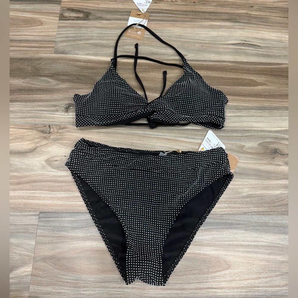 Women’s Black & White Polka Dot Bikini Set
